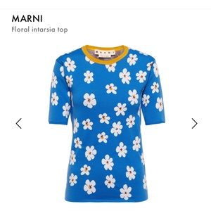 Preowned Women's Blue Floral Intarsia Top Sz 42 (US 6)